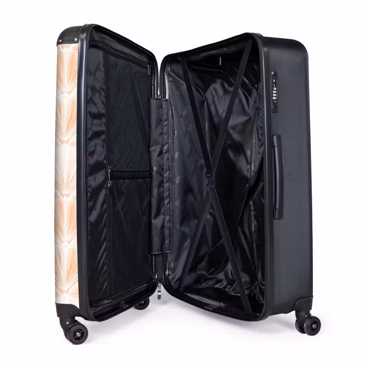Waaier - Patroon - Perzik NBS - Handbagage koffer - Volwassenen Unisex middel -wiel