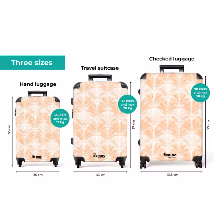 Waaier - Patroon - Perzik NBS - Handbagage koffer - Volwassenen Unisex middel zzzzzzVergelijking_3EN