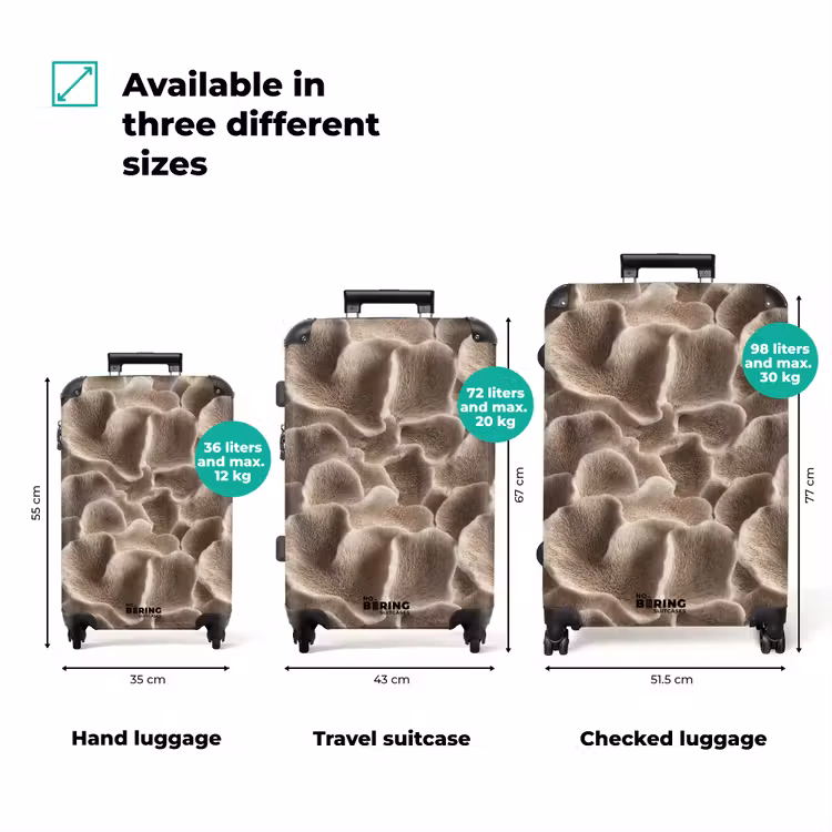 Waaiervorm - Beige - Vezel textuur NBS - Handbagage koffer - Volwassenen Unisex middel zzzzzzVergelijking_3EN