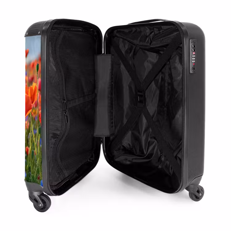 Veld met kleurrijke klaprozen NBS - Handbagage koffer - Unisex middel -binnenkant