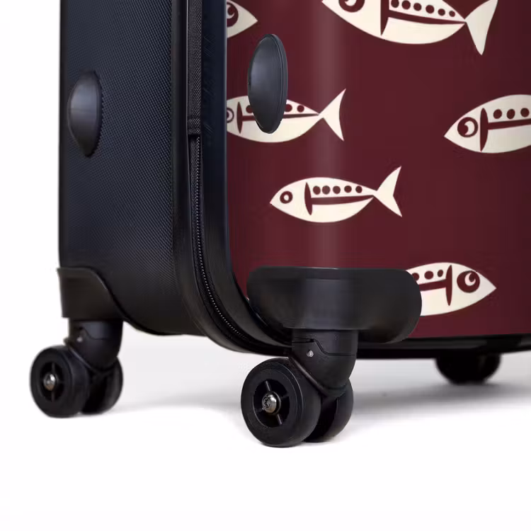 Vissen - Grafisch - Patroon - Donker NBS - Handbagage koffer - Volwassenen Unisex middel -achterkant