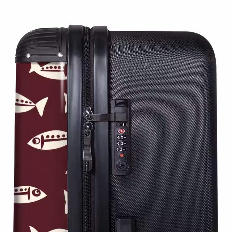 Vissen - Grafisch - Patroon - Donker NBS - Handbagage koffer - Volwassenen Unisex middel -binnenkant