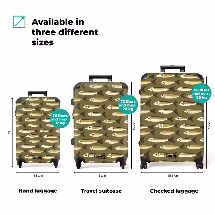 Vis - Patroon - Groen NBS - Handbagage koffer - Volwassenen Unisex middel zzzzzzVergelijking_3EN