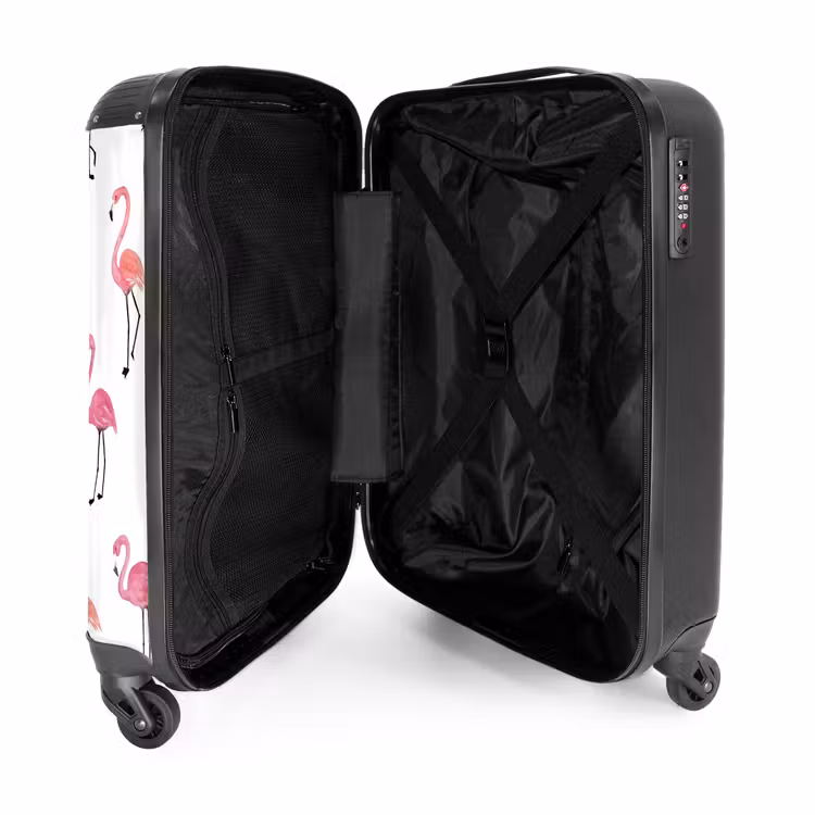 Flamingo feestje NBS - Handbagage koffer - Unisex middel -binnenkant