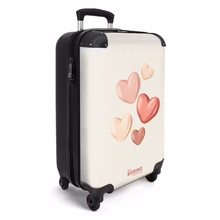 Zwevende harten in zachte rode en roze tinten NBS - Handbagage koffer - Volwassenen Unisex middel -productfoto_3d