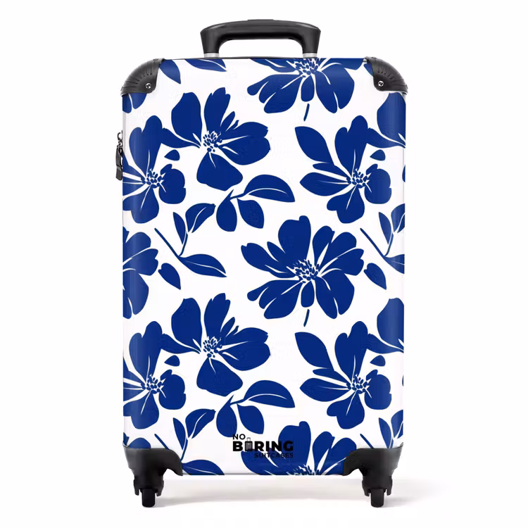 Floraal - Modern - Blauw NBS - Handbagage koffer - Volwassenen Unisex middel -productfoto_recht