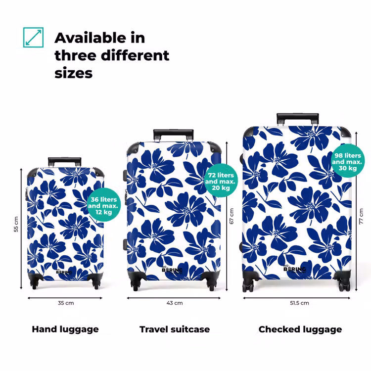 Floraal - Modern - Blauw NBS - Handbagage koffer - Volwassenen Unisex middel zzzzzzVergelijking_3EN