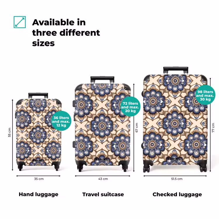 Floraal - Ornament - Blauw NBS - Handbagage koffer - Volwassenen Unisex middel zzzzzzVergelijking_3EN