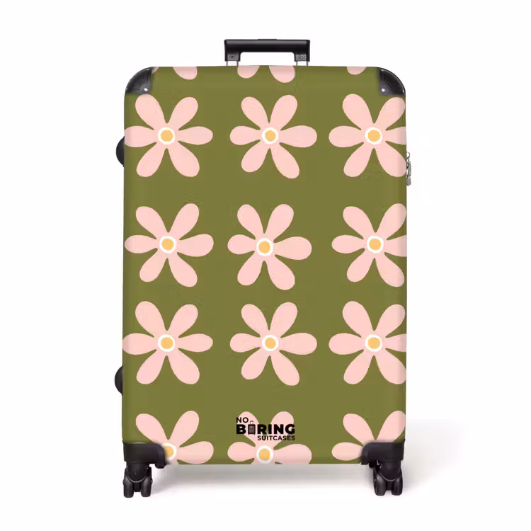 Bloem - Modern - Groen NBS - Handbagage koffer - Volwassenen Unisex middel -productfoto_recht