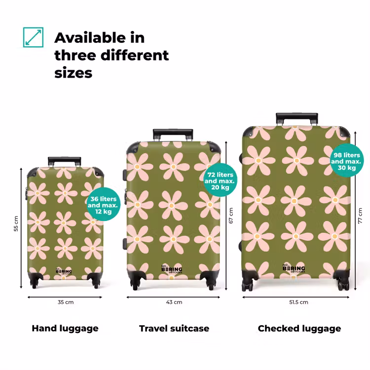 Bloem - Modern - Groen NBS - Handbagage koffer - Volwassenen Unisex middel zzzzzzVergelijking_3EN