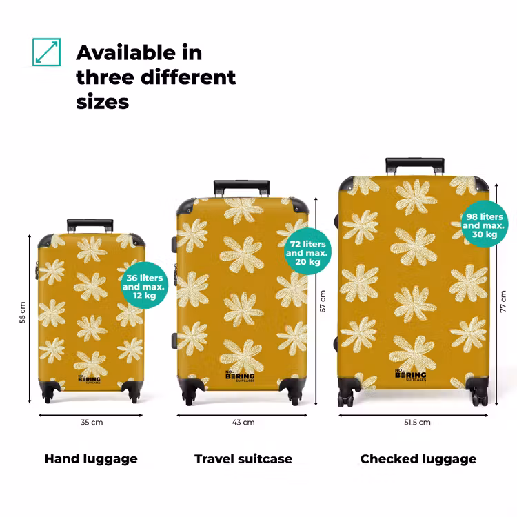 Bloem - Speels - Okergeel NBS - Handbagage koffer - Volwassenen Unisex middel zzzzzzVergelijking_3EN