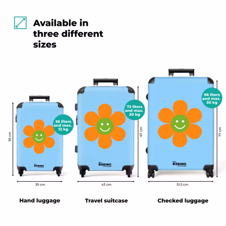 Bloem - Smiley - Kleurrijk NBS - Handbagage koffer - Volwassenen Unisex middel zzzzzzVergelijking_3EN