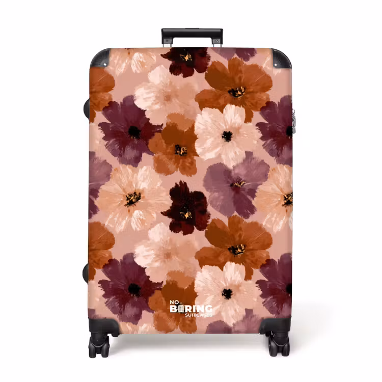 Bloemen - Abstract - Aardetinten NBS - Handbagage koffer - Volwassenen Unisex middel -productfoto_recht