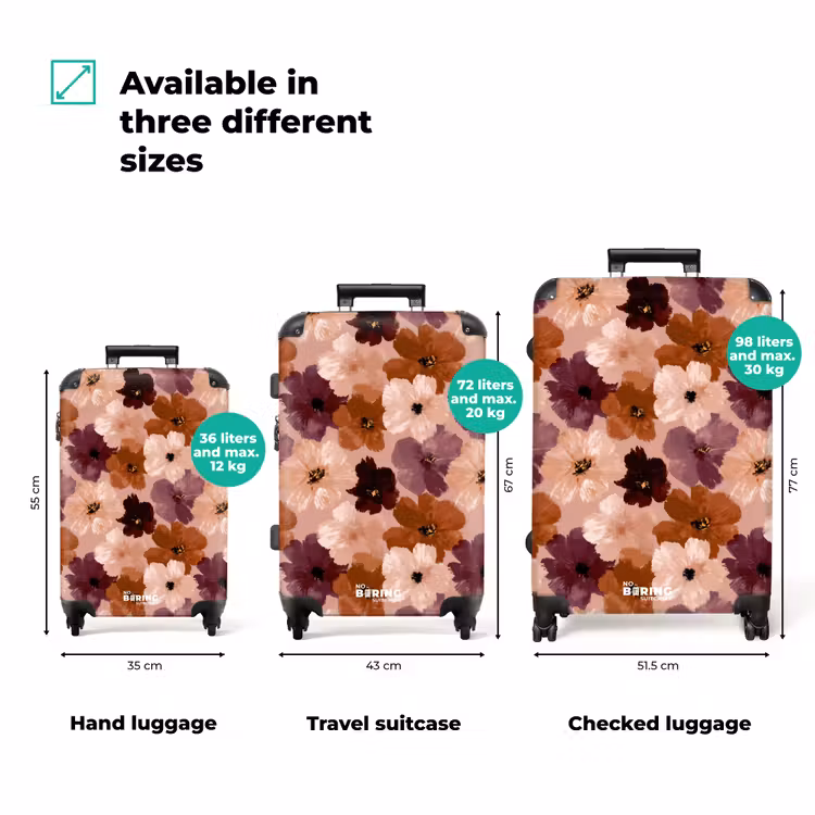 Bloemen - Abstract - Aardetinten NBS - Handbagage koffer - Volwassenen Unisex middel zzzzzzVergelijking_3EN