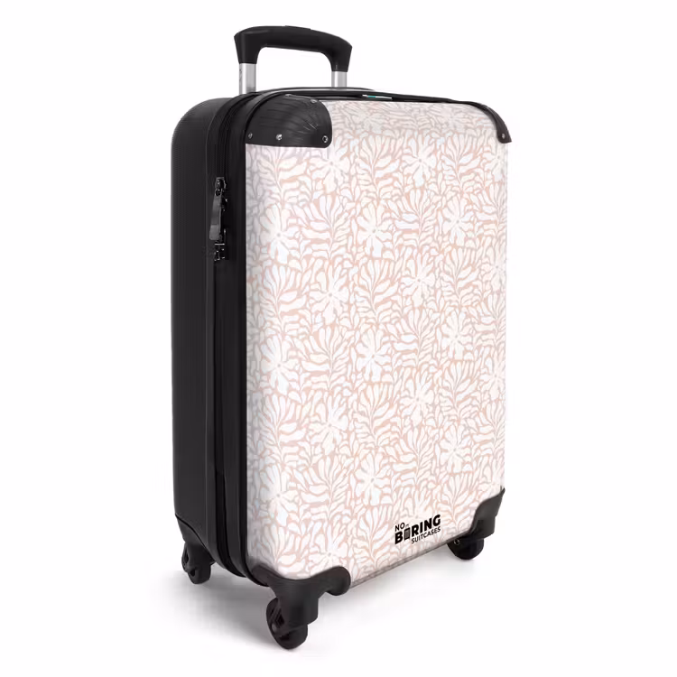 Bloemen en bladeren op beige achtergrond NBS - Handbagage koffer - Volwassenen Unisex middel -productfoto_3d