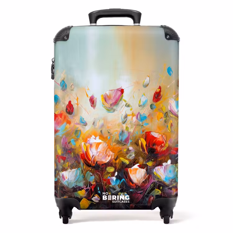 Bloemen - Kunst - Natuur - Olieverf NBS - Handbagage koffer - Unisex middel -productfoto_recht