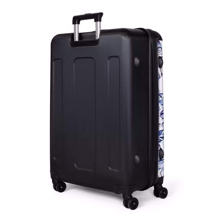 Bloemen - Blauw - Patroon - Wit NBS - Handbagage koffer - Volwassenen Unisex middel -slot