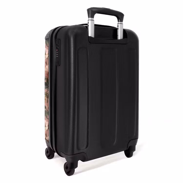 Bloemen - Klassiek - Roze NBS - Handbagage koffer - Volwassenen Unisex middel -achterkant