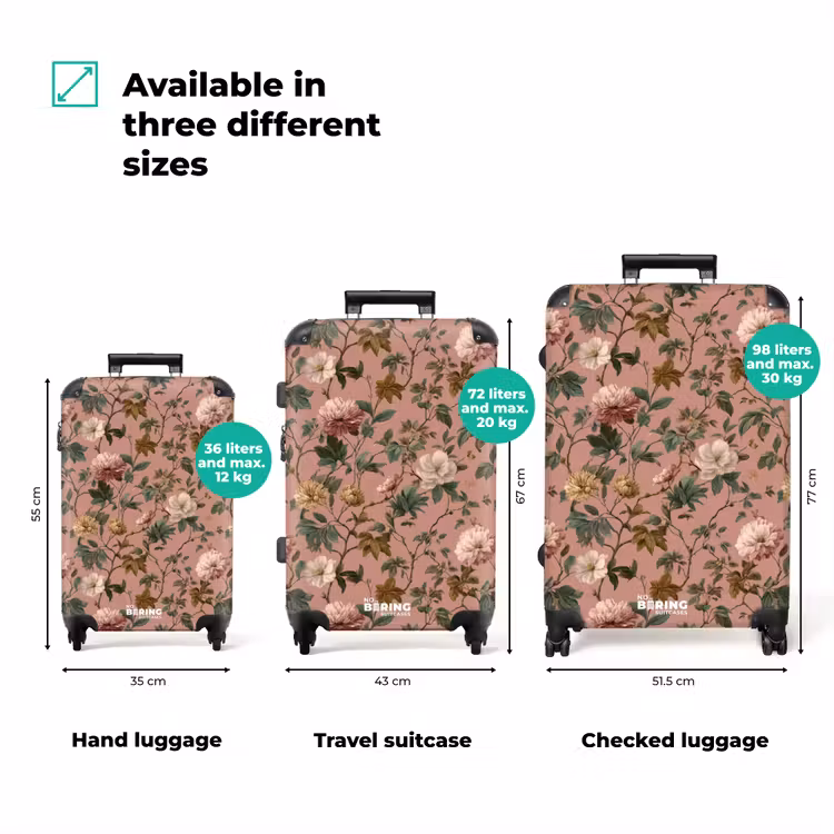 Bloemen - Klassiek - Roze NBS - Handbagage koffer - Volwassenen Unisex middel zzzzzzVergelijking_3EN