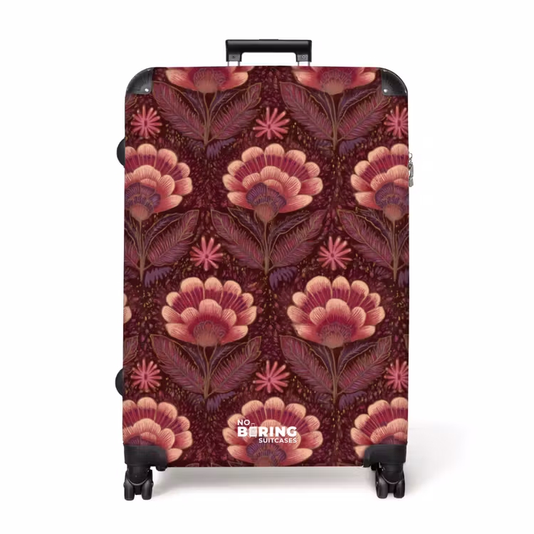 Bloemen - Waaier - Paars NBS - Handbagage koffer - Volwassenen Unisex middel -productfoto_recht