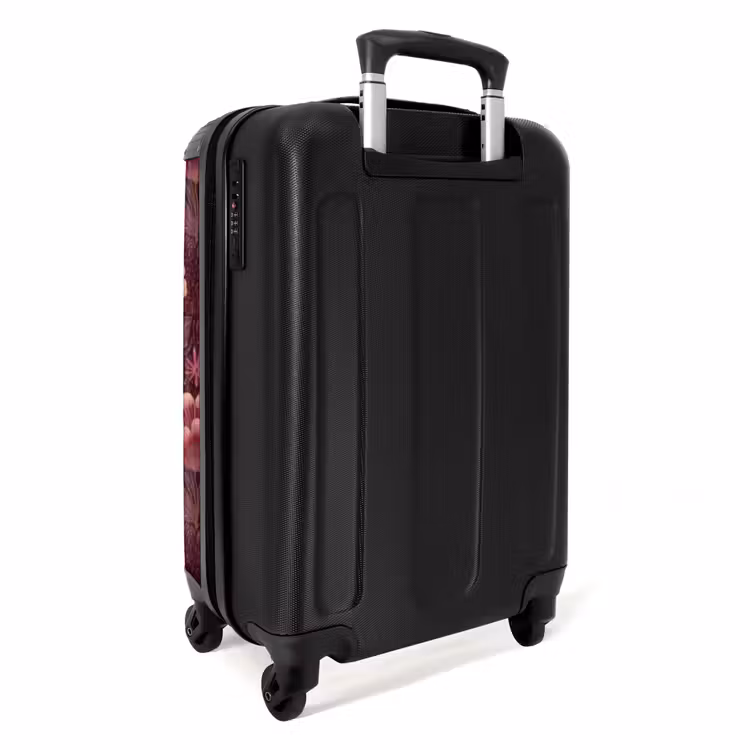 Bloemen - Waaier - Paars NBS - Handbagage koffer - Volwassenen Unisex middel -achterkant