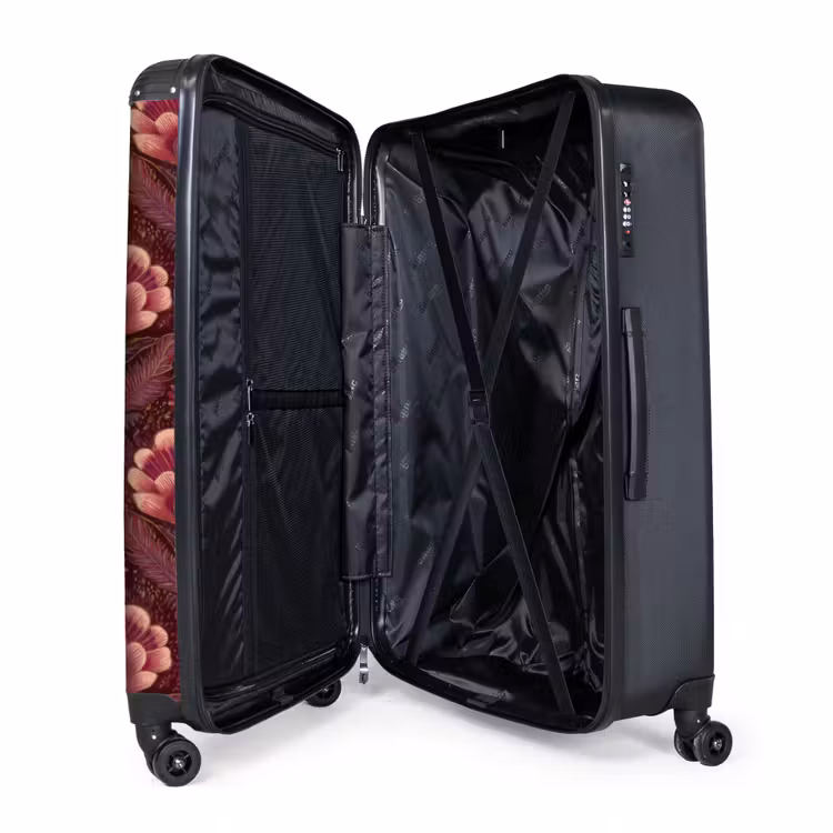 Bloemen - Waaier - Paars NBS - Handbagage koffer - Volwassenen Unisex middel -wiel