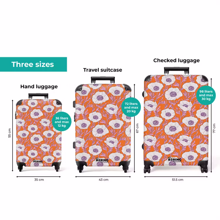 Bloemen - Grafisch - Oranje NBS - Handbagage koffer - Volwassenen Unisex middel zzzzzzVergelijking_3EN