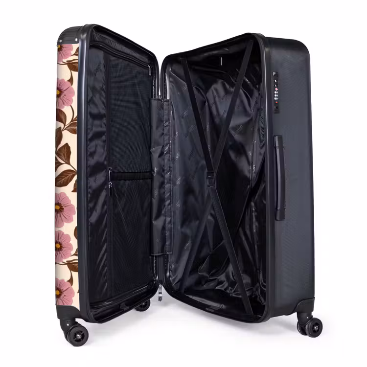 Bloemen - Bladeren - Kleurrijk NBS - Handbagage koffer - Volwassenen Unisex middel -wiel