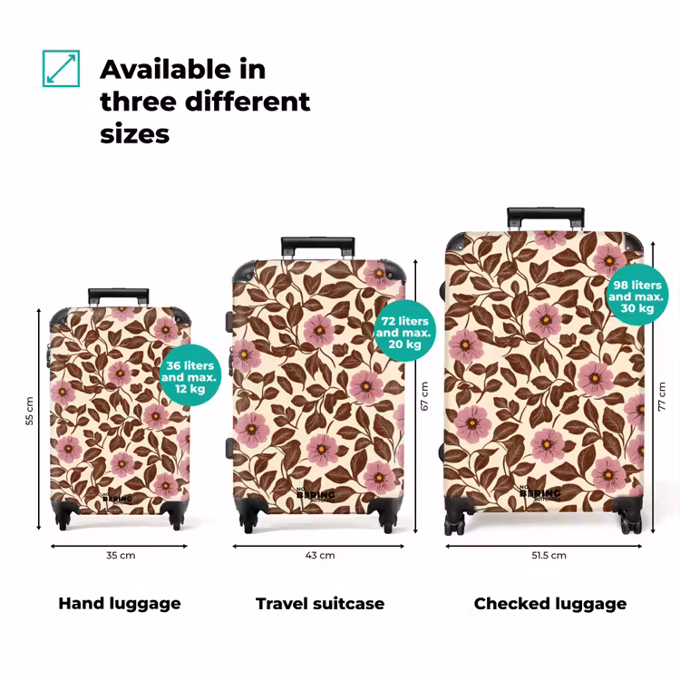 Bloemen - Bladeren - Kleurrijk NBS - Handbagage koffer - Volwassenen Unisex middel zzzzzzVergelijking_3EN
