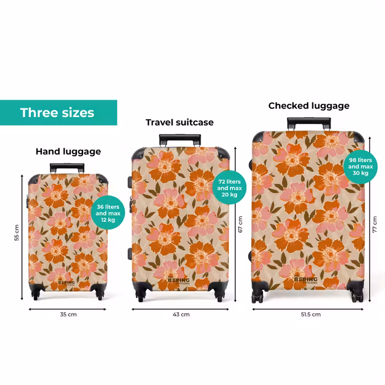 Bloemen - Motief - Retro NBS - Handbagage koffer - Volwassenen Unisex middel zzzzzzVergelijking_3EN