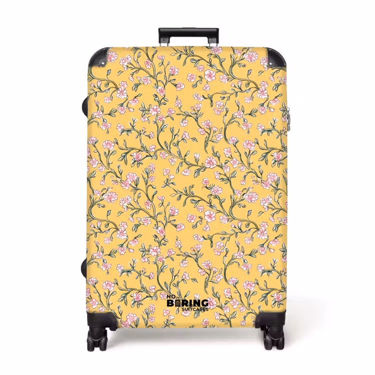 Bloemen - Motief - Geel NBS - Handbagage koffer - Volwassenen Unisex middel -productfoto_recht