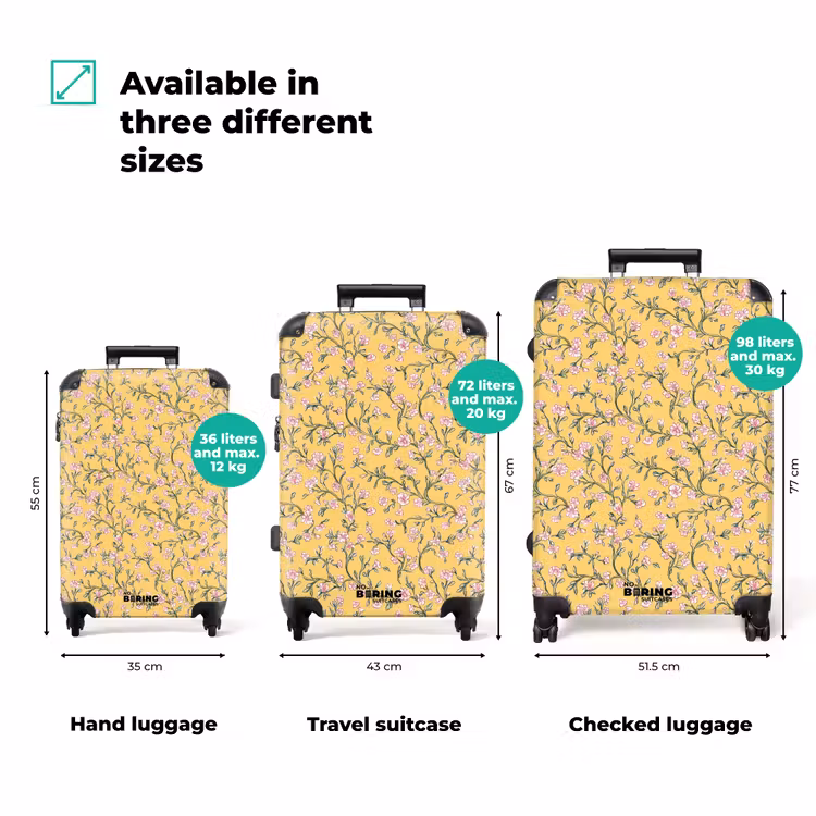 Bloemen - Motief - Geel NBS - Handbagage koffer - Volwassenen Unisex middel zzzzzzVergelijking_3EN