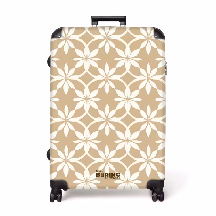 Bloemen - Patroon - Beige NBS - Handbagage koffer - Volwassenen Unisex middel -productfoto_recht