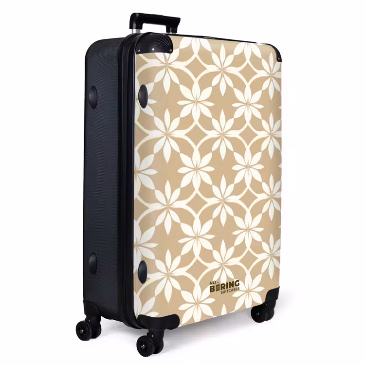 Bloemen - Patroon - Beige NBS - Handbagage koffer - Volwassenen Unisex middel -productfoto_3d