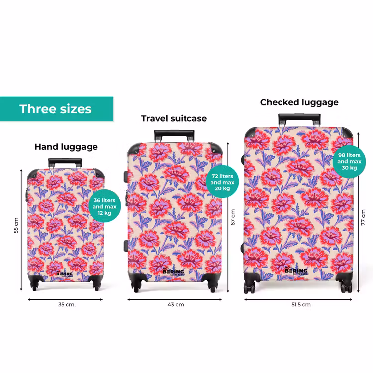 Bloemen - Patroon - Meerkleurig NBS - Handbagage koffer - Volwassenen Unisex middel zzzzzzVergelijking_3EN