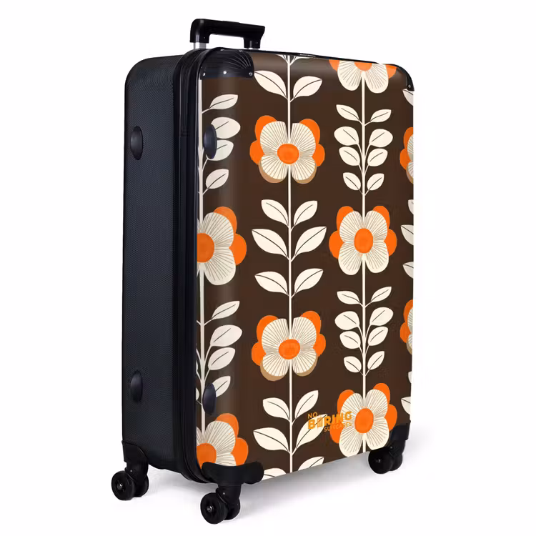 Bloemen - Retro - Bruin NBS - Handbagage koffer - Volwassenen Unisex middel -productfoto_3d