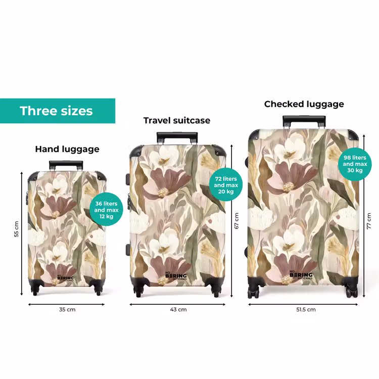 Bloemen - Aquarel - Kleurrijk NBS - Handbagage koffer - Volwassenen Unisex middel zzzzzzVergelijking_3EN
