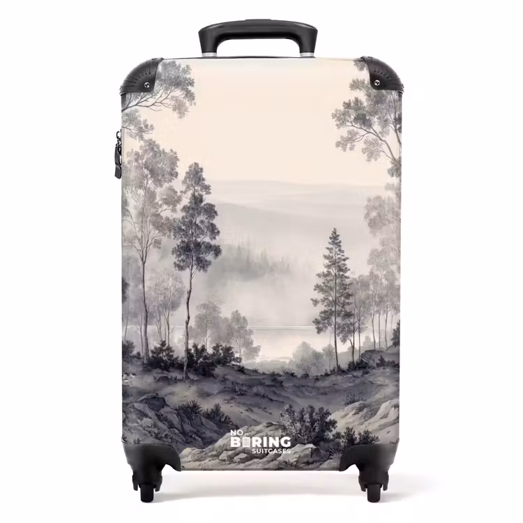 Mistig - Berglandschap - Illustratie NBS - Handbagage koffer - Volwassenen Unisex middel -productfoto_recht