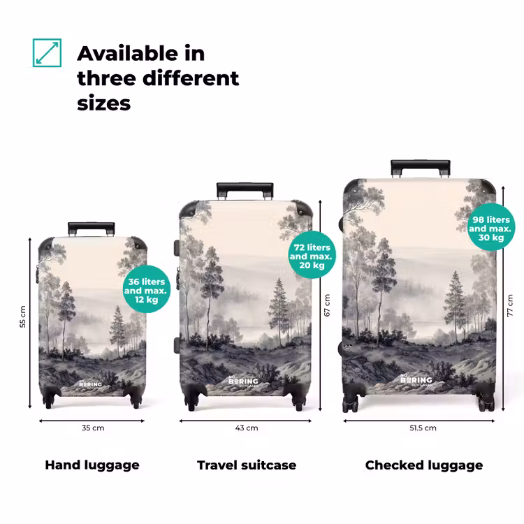 Mistig - Berglandschap - Illustratie NBS - Handbagage koffer - Volwassenen Unisex middel zzzzzzVergelijking_3EN