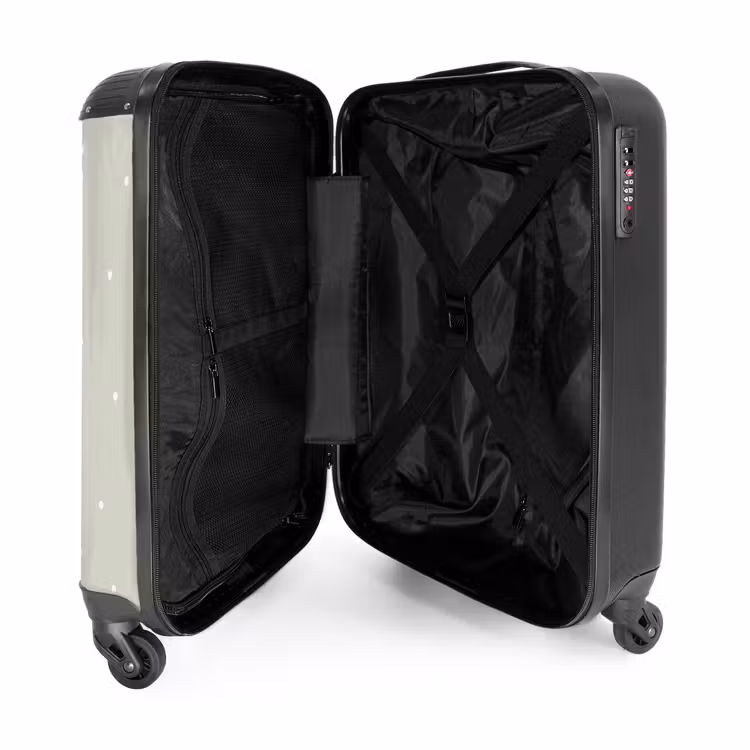 Vos en konijn omringd door groene blaadjes en stippen NBS - Handbagage koffer - Volwassenen Unisex middel -binnenkant