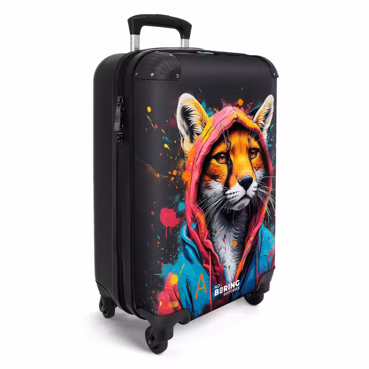 Vos met roze en blauwe jas en verfspetters NBS - Handbagage koffer - Unisex middel -productfoto_3d