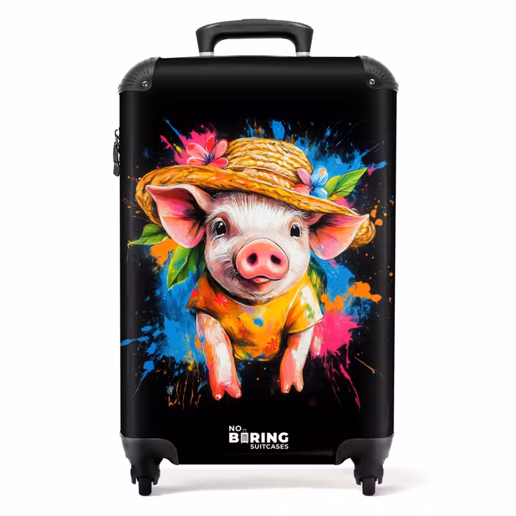 Grappige varken met hoed illustratie NBS - Handbagage koffer - Unisex middel -productfoto_recht