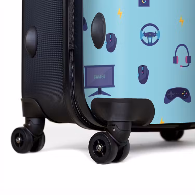 Gamer patroon met spelaccessoires op blauw NBS - Large koffer - Volwassenen Unisex groot -product2