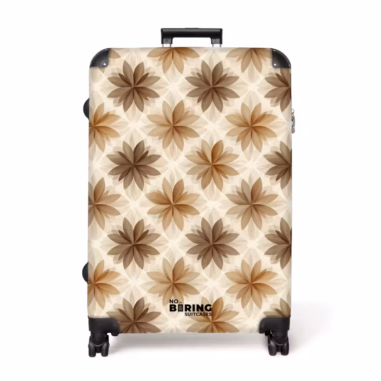 Geografisch - Patroon - Bruin NBS - Handbagage koffer - Volwassenen Unisex middel -productfoto_recht