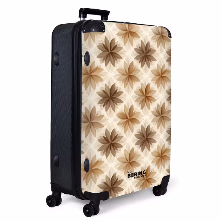 Geografisch - Patroon - Bruin NBS - Handbagage koffer - Volwassenen Unisex middel -productfoto_3d