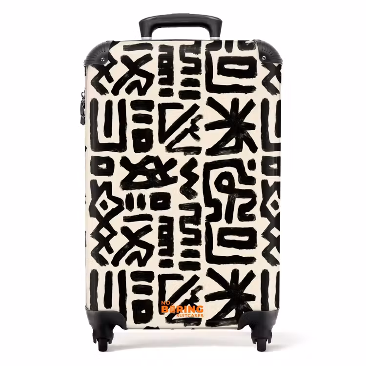Geometrisch - Figuren - Zwart NBS - Handbagage koffer - Volwassenen Unisex middel -productfoto_recht