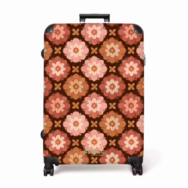 Geometrisch - Bloemen - Kleurrijk NBS - Handbagage koffer - Volwassenen Unisex middel -productfoto_recht
