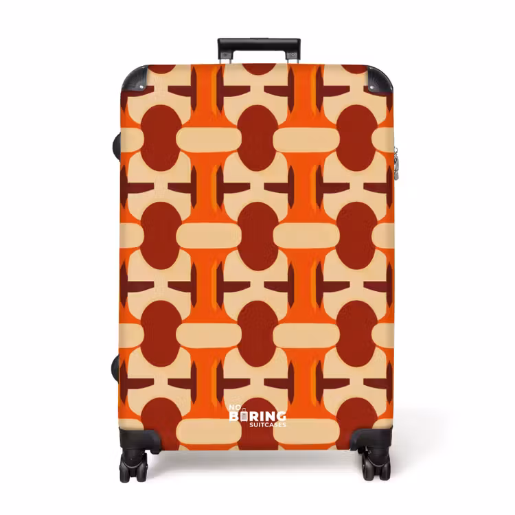Geometrisch - Retro - Oranje NBS - Handbagage koffer - Volwassenen Unisex middel -productfoto_recht