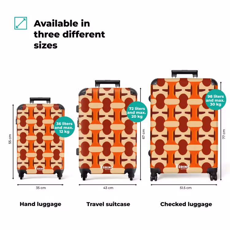 Geometrisch - Retro - Oranje NBS - Handbagage koffer - Volwassenen Unisex middel zzzzzzVergelijking_3EN