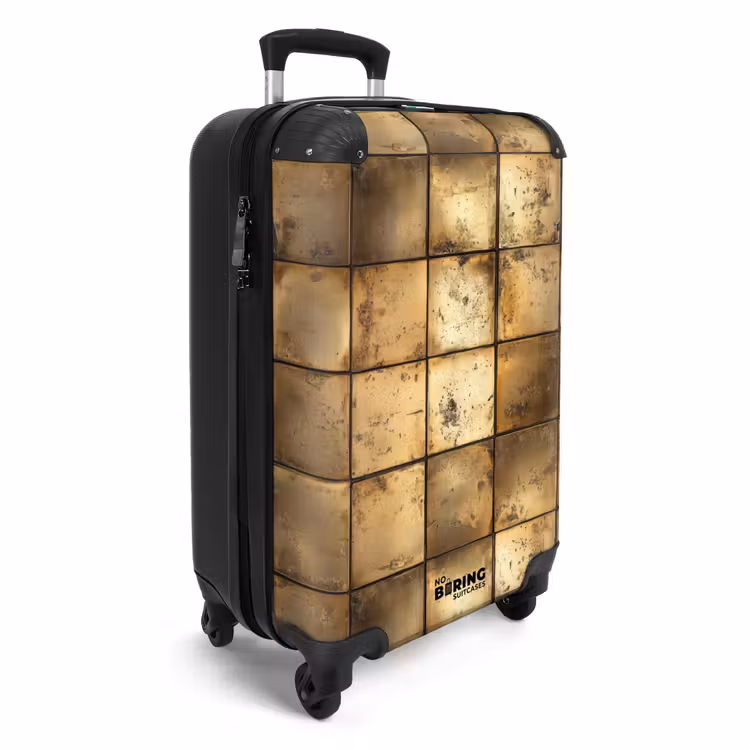 Geometrisch - Tegels - Goud NBS - Handbagage koffer - Volwassenen Unisex middel -productfoto_3d